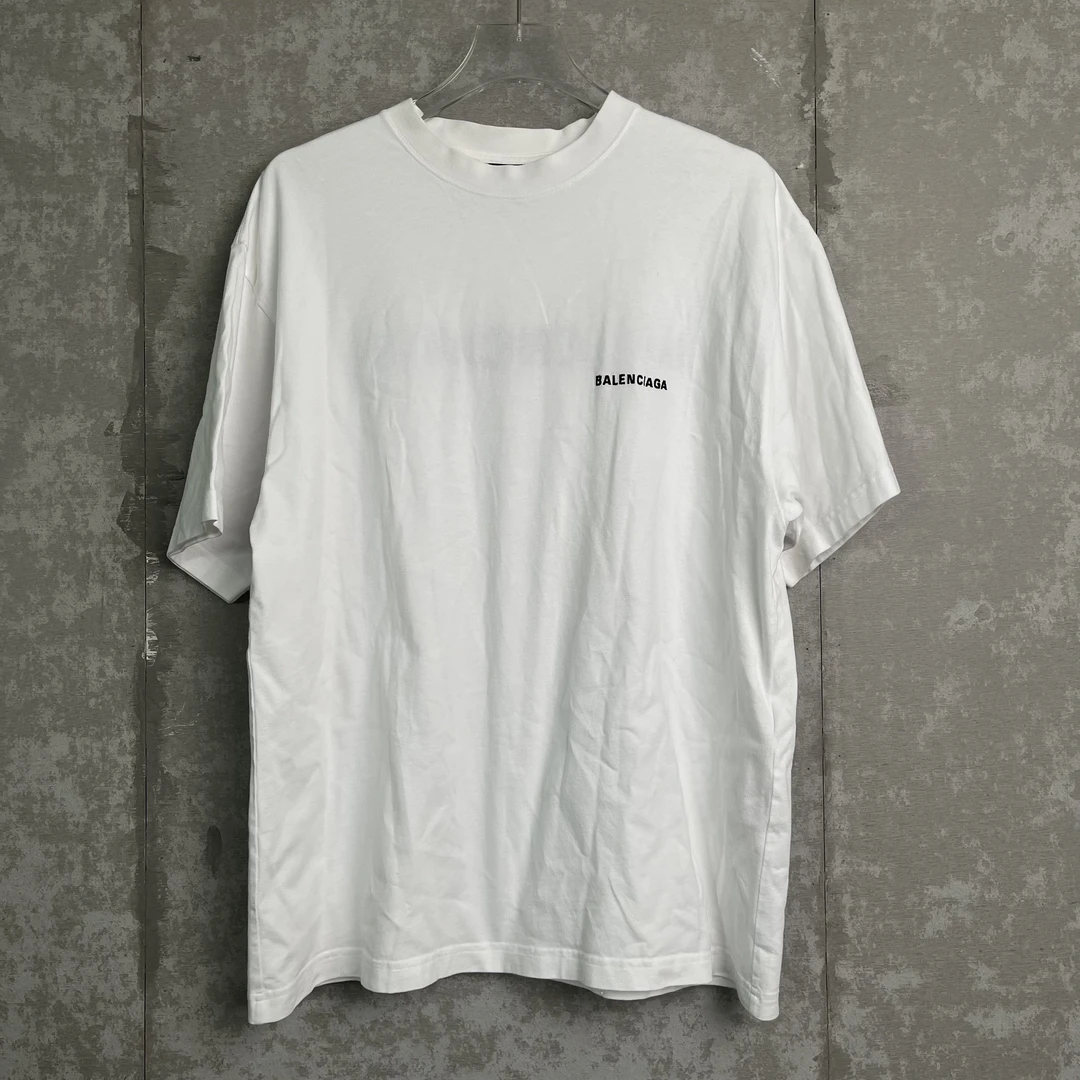 未使用 Balenciaga/巴黎世家 M*1/白色前后刺绣logo短袖/15863