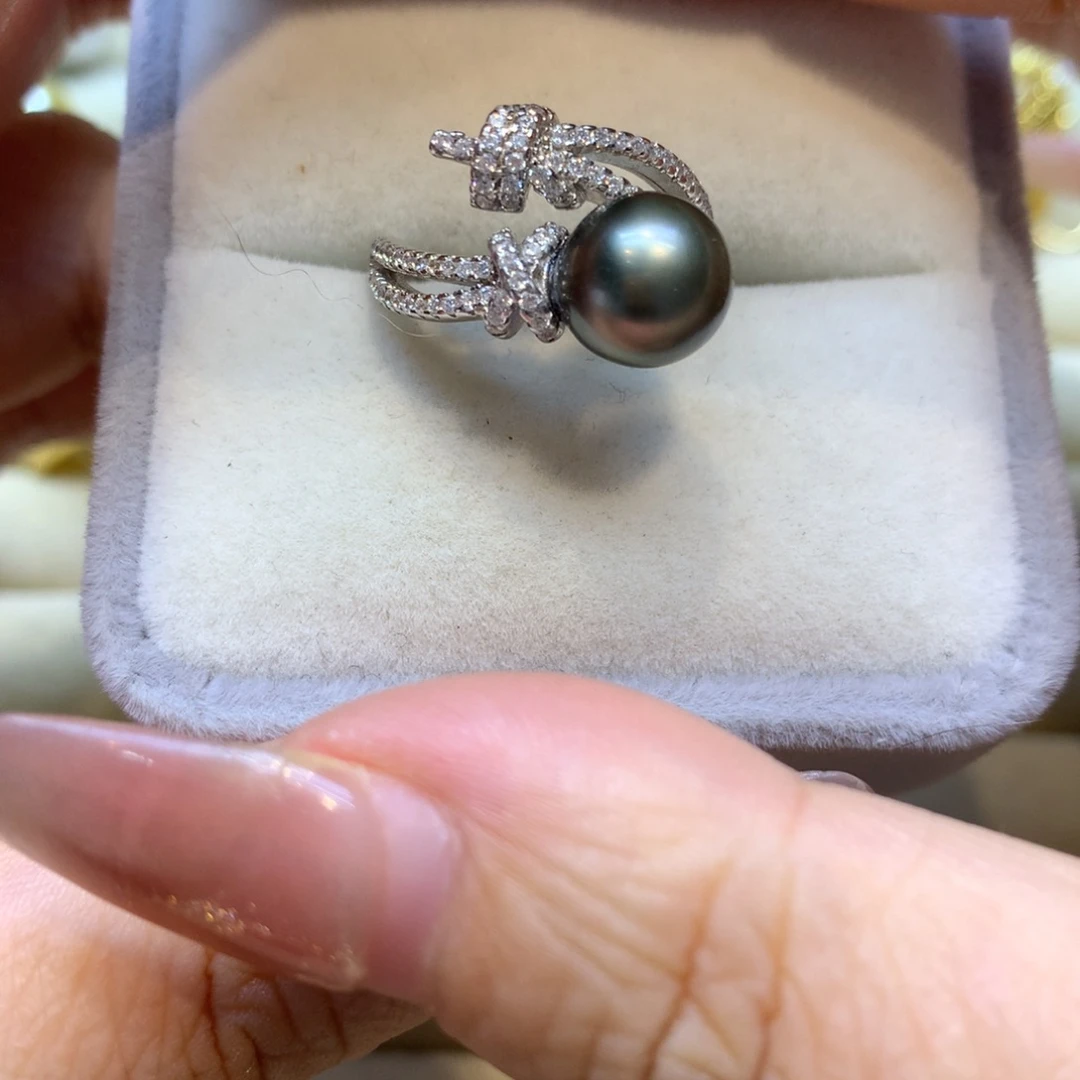 银S925镶嵌戒指海水珍珠