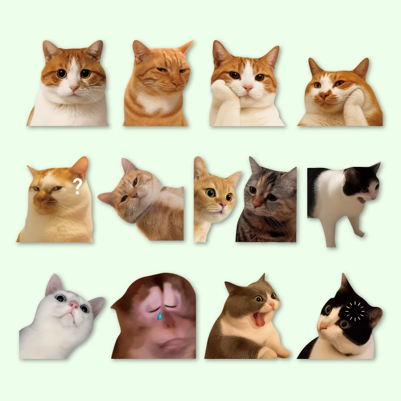 可爱搞笑迷因MEME猫猫咪表情个性创意车贴行李箱贴纸防水汽车贴纸