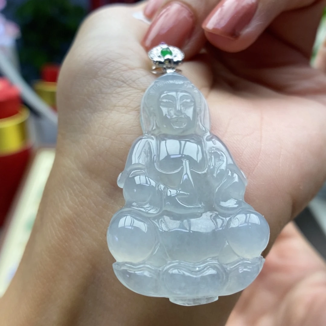 翡翠18K金镶嵌颈饰吊坠23