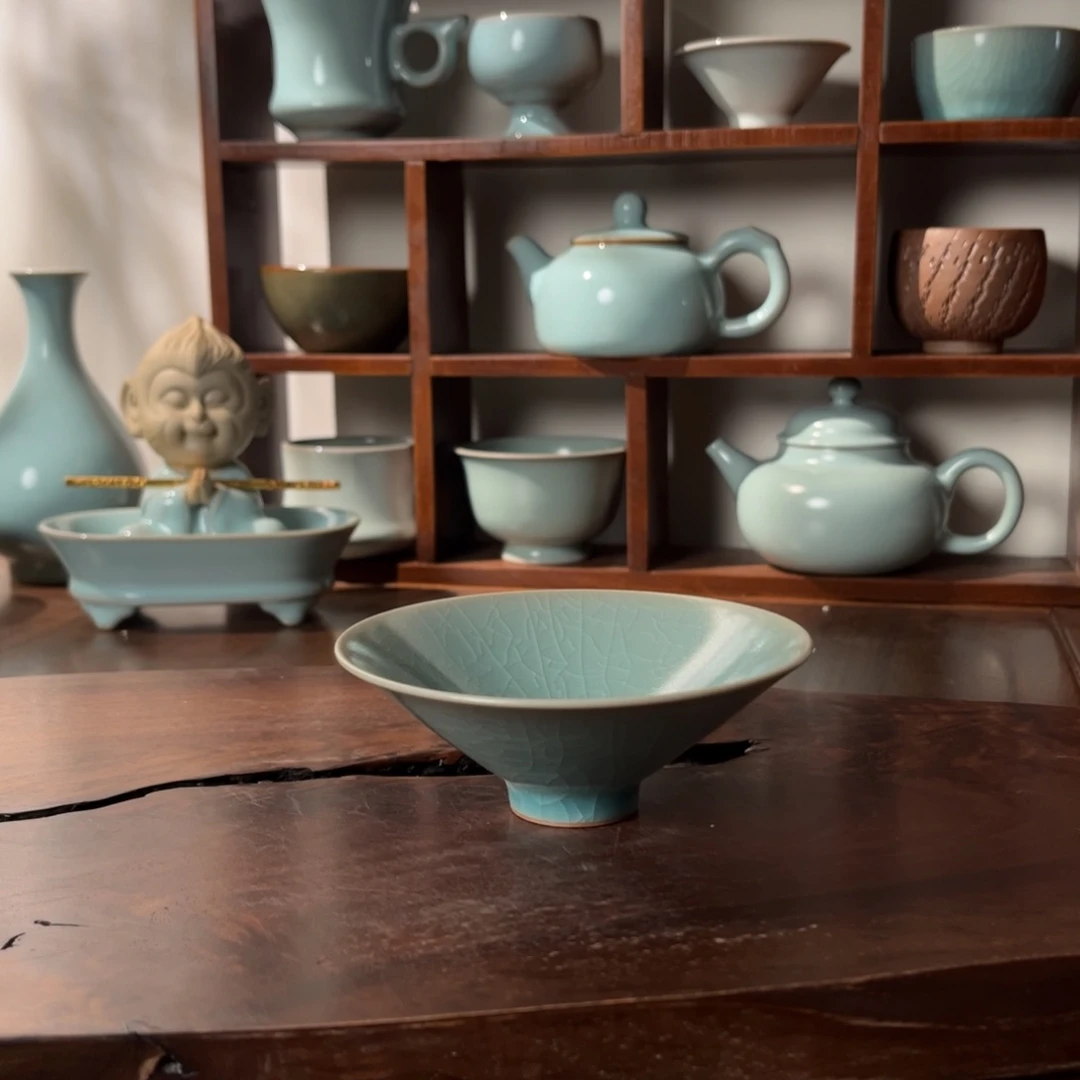 壶清凉寺仿古釉斗笠杯