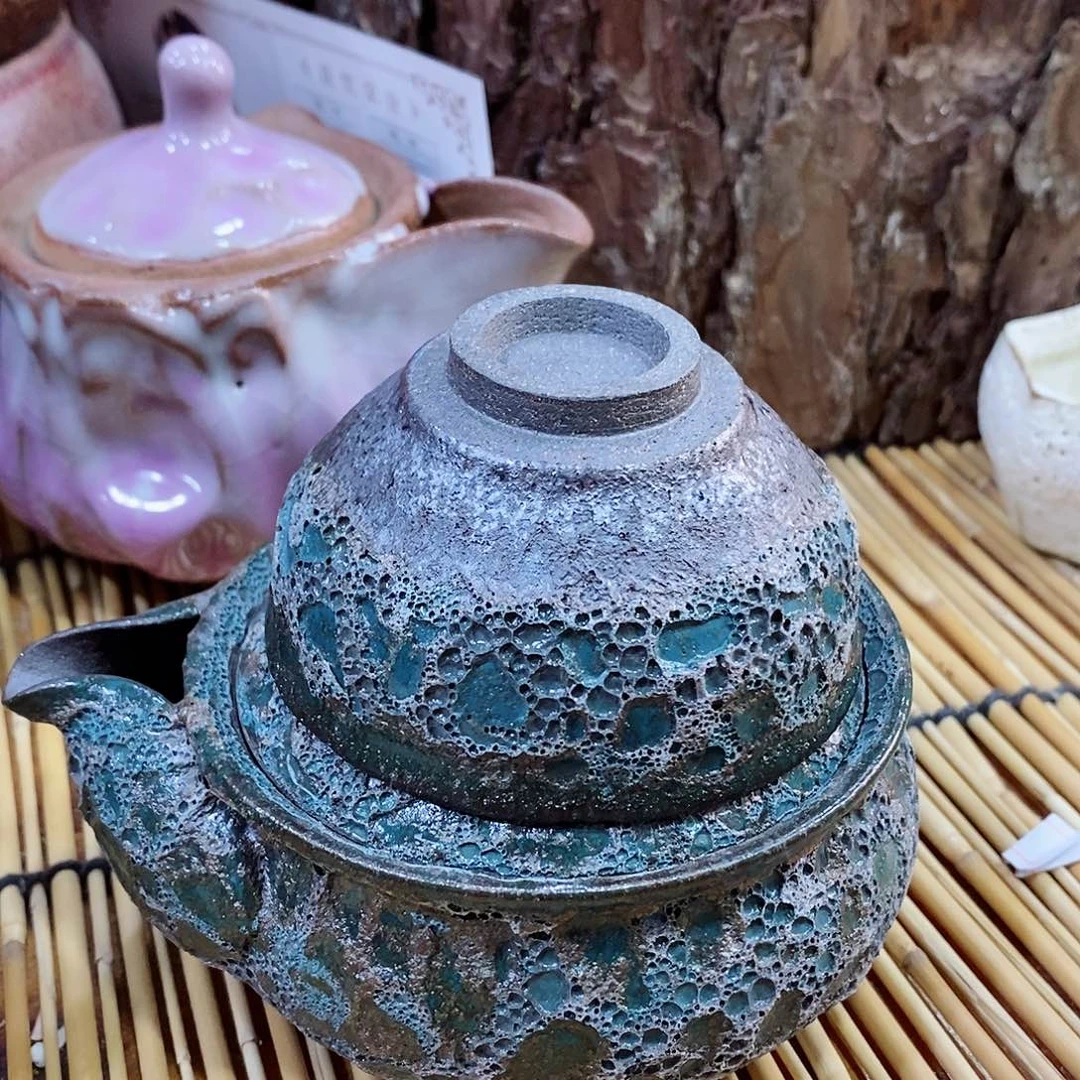 粗陶柴烧志野茶器