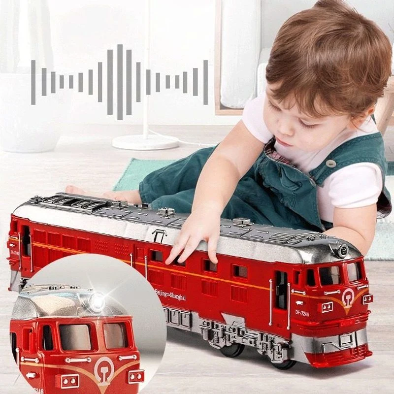 惯性绿皮火车可开门声光车模儿童玩具火车模型动车高铁3-6岁汽车