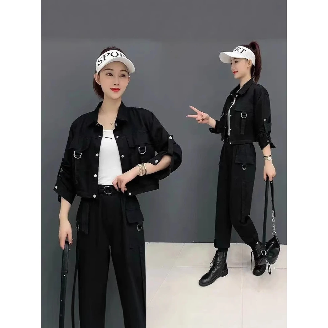 女士时尚显瘦套装女春秋新款洋气减龄小个子时尚工装两件套装女