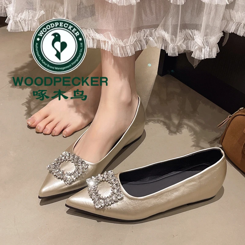 啄木鸟鞋子女款爆款2025新款千金鞋子名媛风百搭气质尖头船鞋单鞋