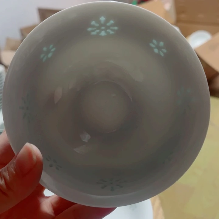 青花玲珑5寸饭碗雪花雕刻