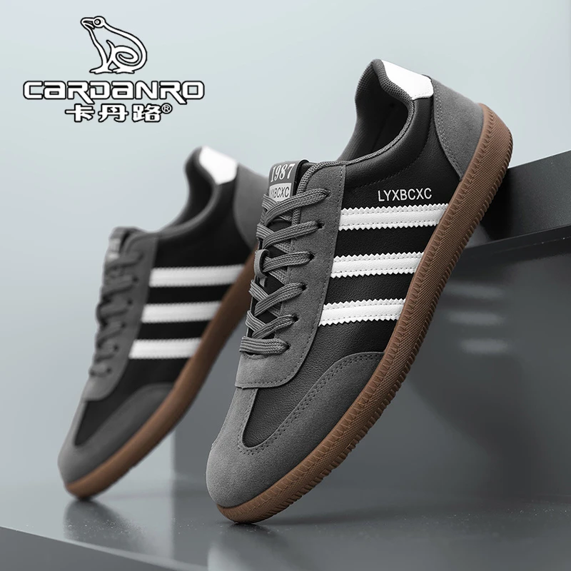 意大利卡丹路男鞋冬季百搭软底运动休闲阿甘板鞋男士真皮德训潮鞋