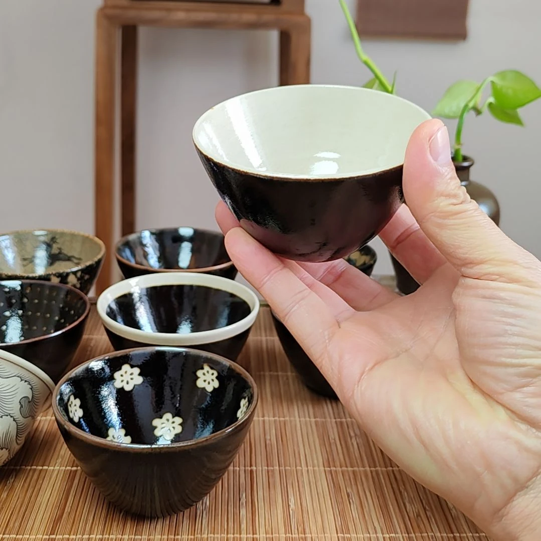 东***炮吉州窑原矿手工柴窑柴烧缁素盏