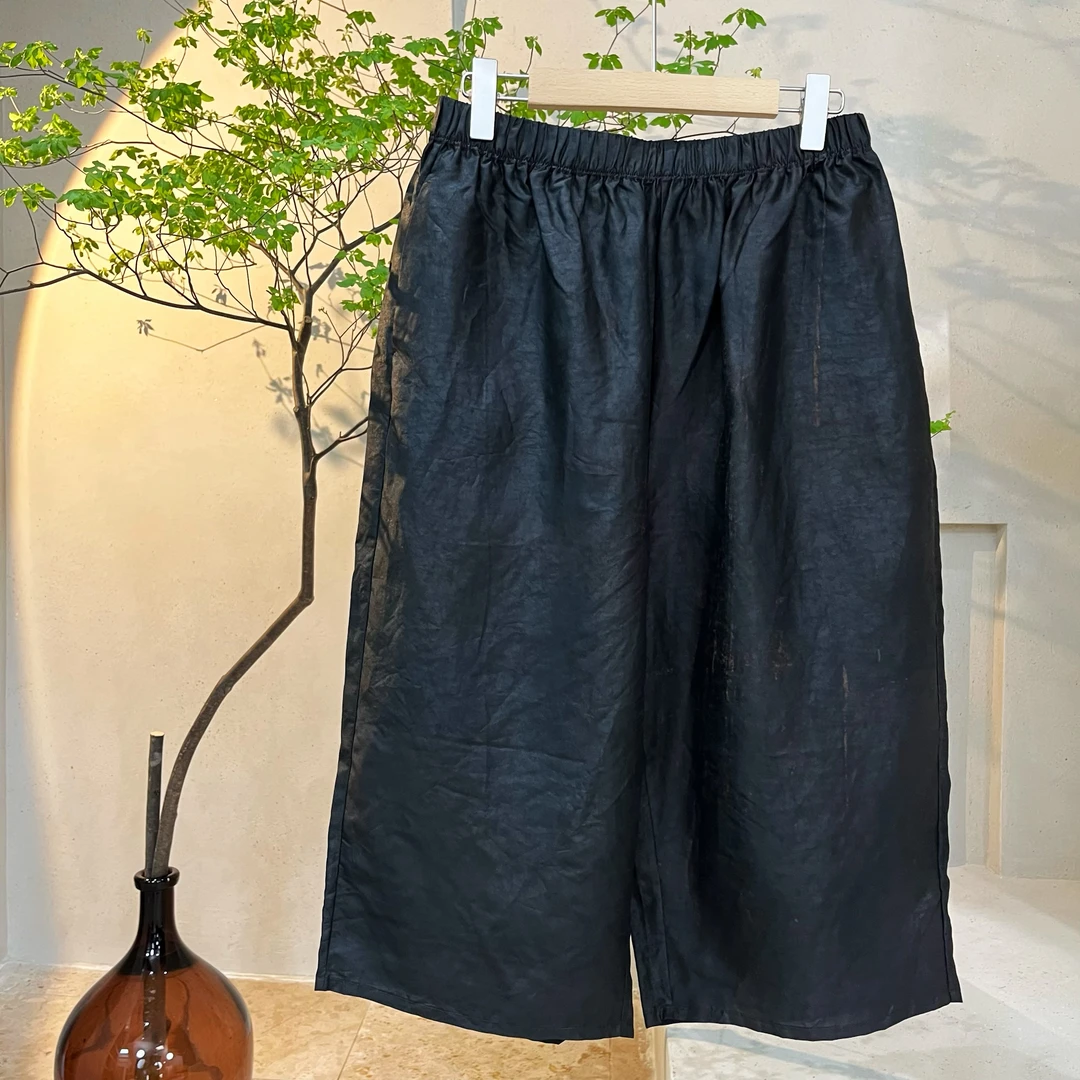 Li Wang/里望设计师款 老料龟裂纱宽松休闲裤