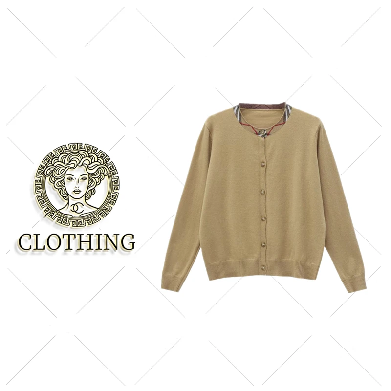 【CLOTHING/原创设计】巴格纹领子针织开衫长袖百搭羊毛衫 AB126