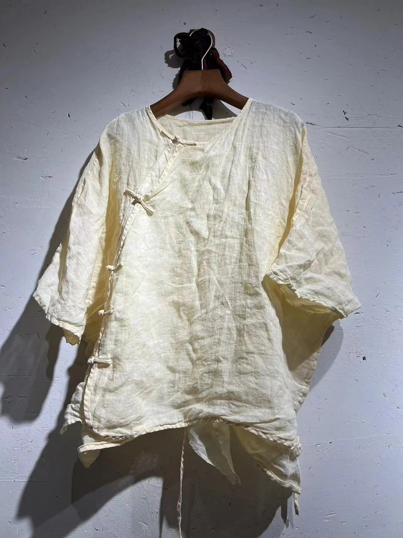 【小姨】分享衣路原创设计软糯古拙手工盘扣衫，衣长67/148胸围