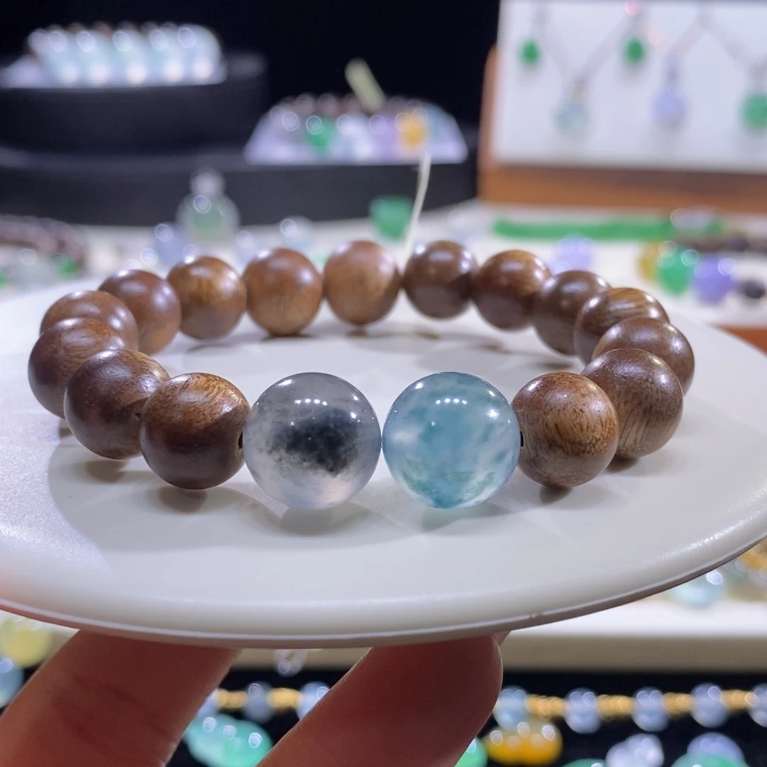 翡翠未镶嵌颈饰翡翠冰飘花意境手串