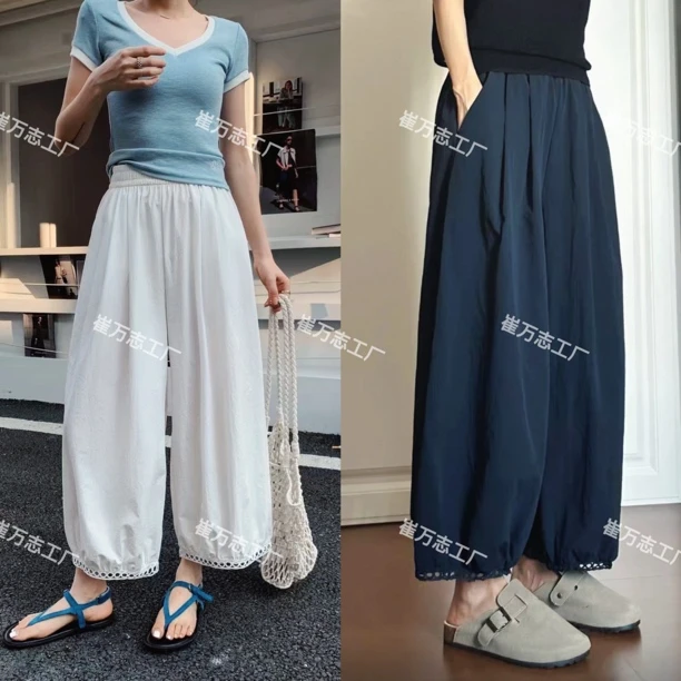 崔万志工厂夏季镂空花边哪吒灯笼裤521