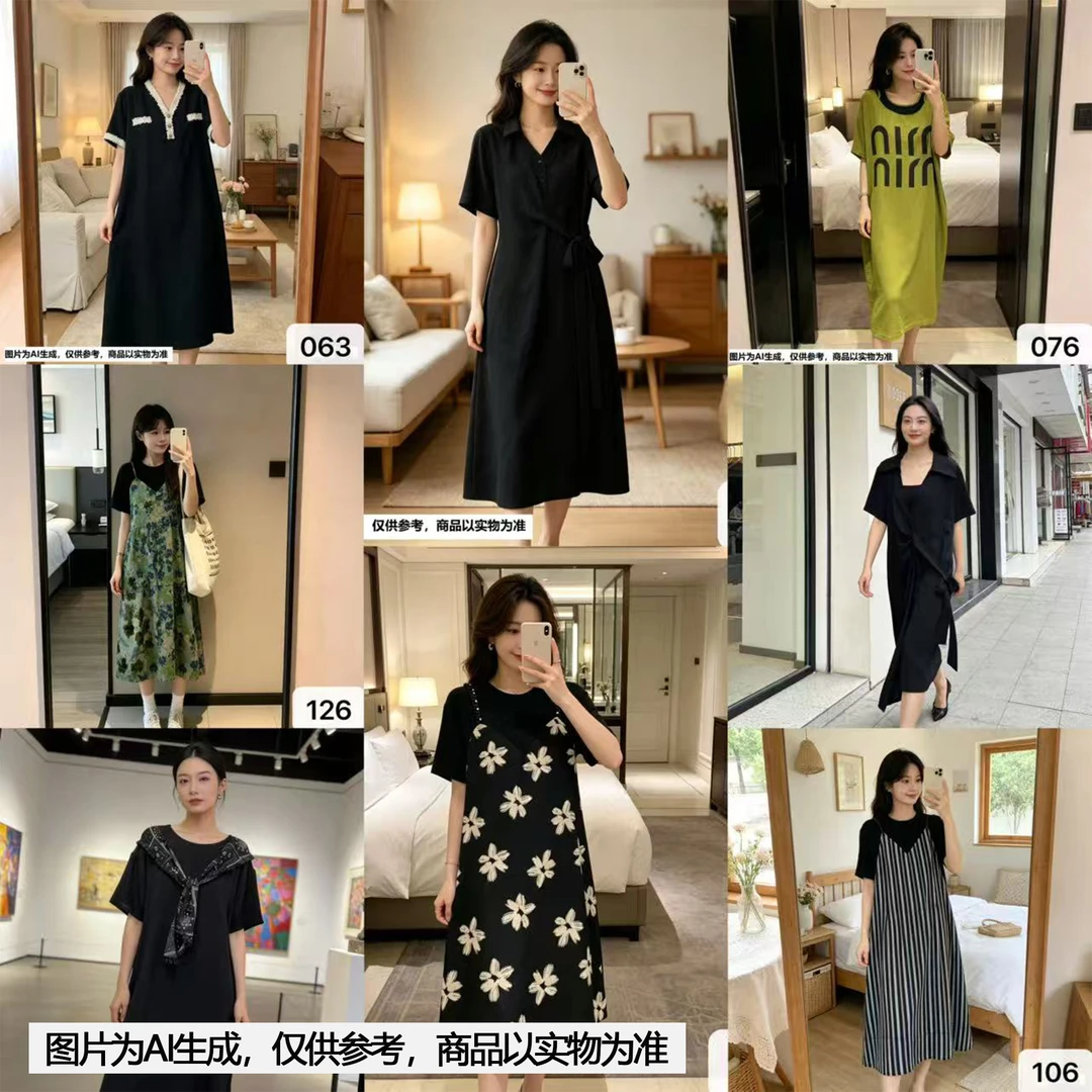【Annie大码】101-200编号春夏休闲胖妹妹大码宽松显瘦连衣裙长裙