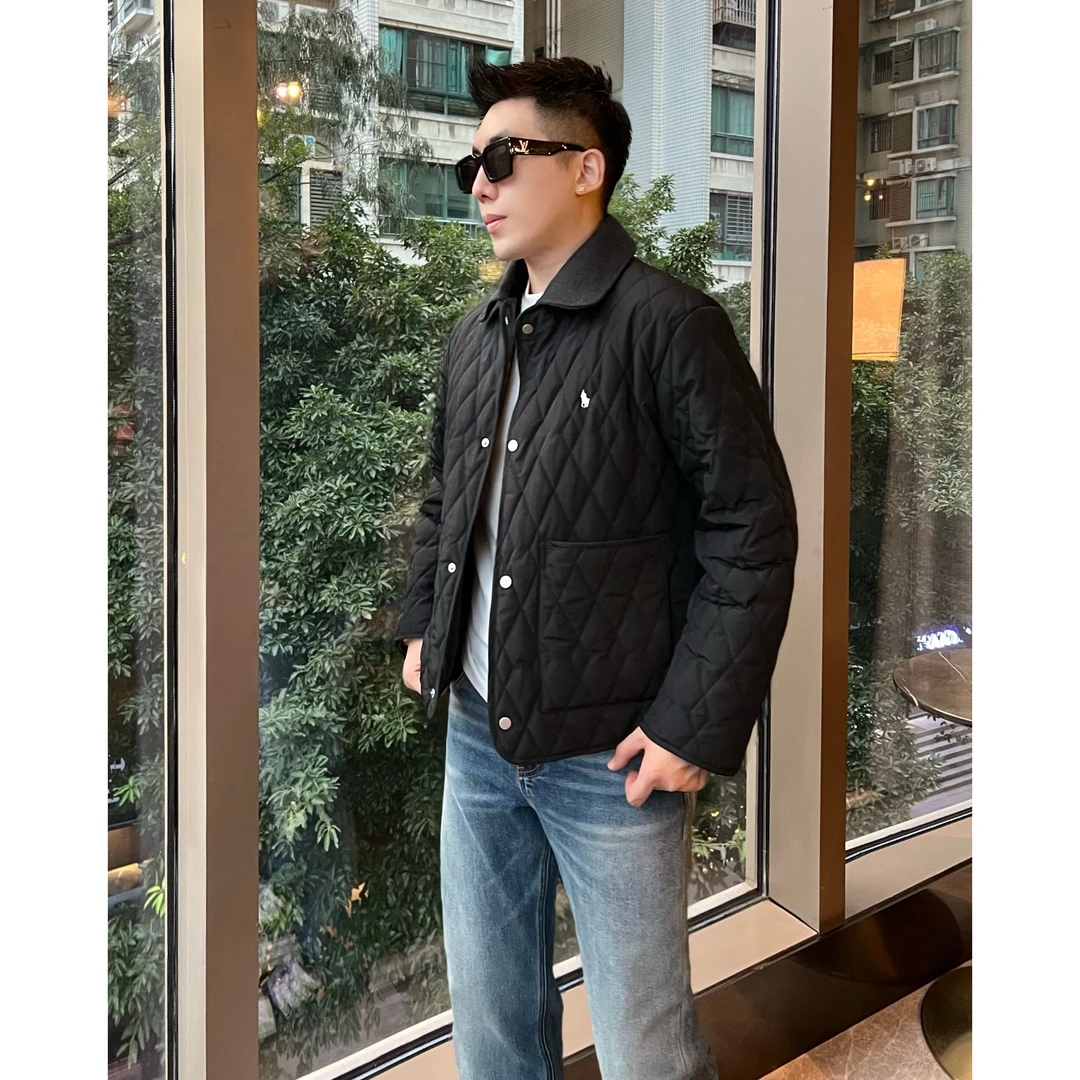 【小马格纹棉服】100绵羊毛秋冬编织刺绣老钱翻领棉衣夹克外套