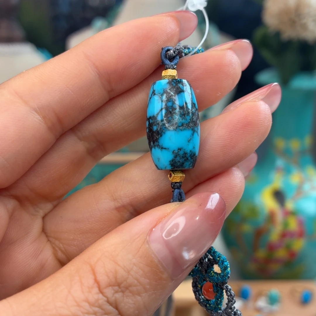 绿松石银S925镀金镶嵌颈饰