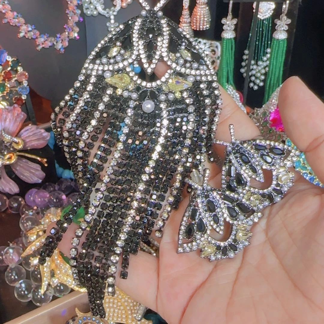 A***织铁合金大理石胸针耳饰