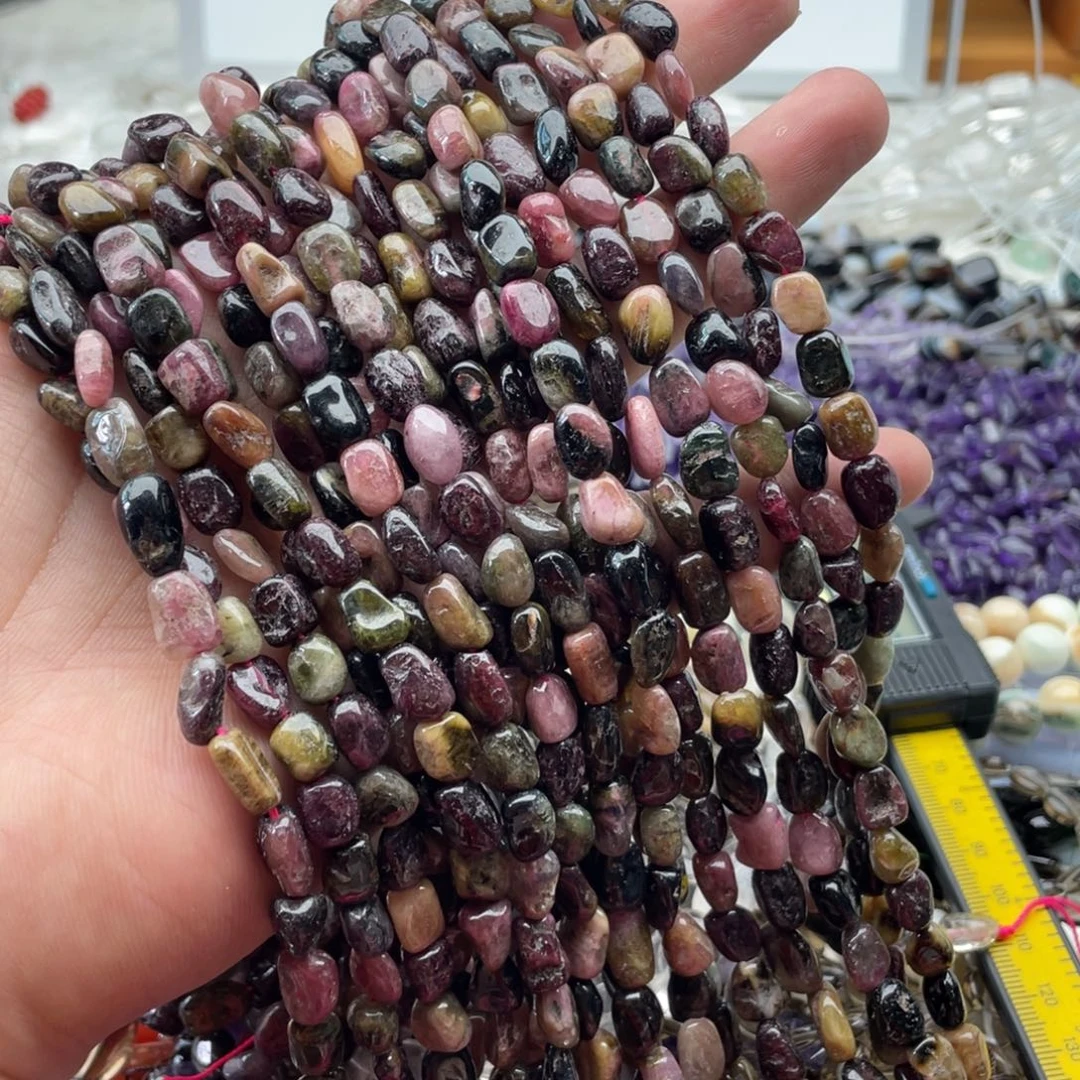 玛瑙/玉髓合金珠宝半成品一条装卡6～8mm碧玺随行珠