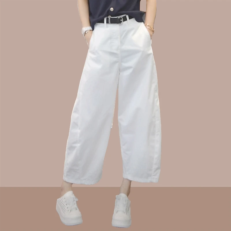 【运费险+送腰带】韩版宽松八分裤女百搭垂感慵懒透气凉凉裤工装裤