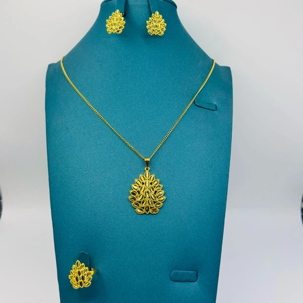 铜项链 TJ395 铜首饰铜项链耳钉戒指三件套