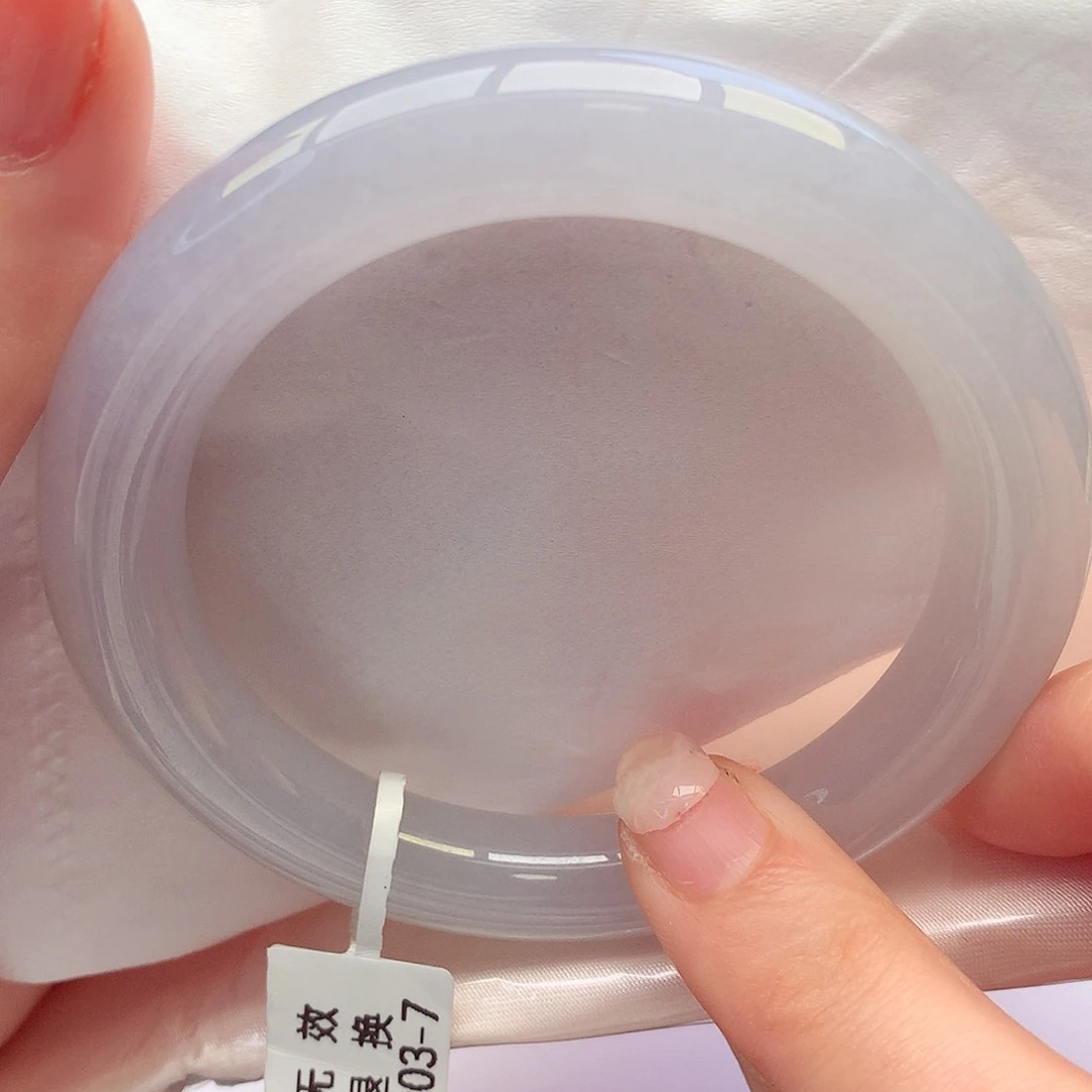 未镶嵌手镯翡翠天然A货翡翠53-54种老肉细 粉白