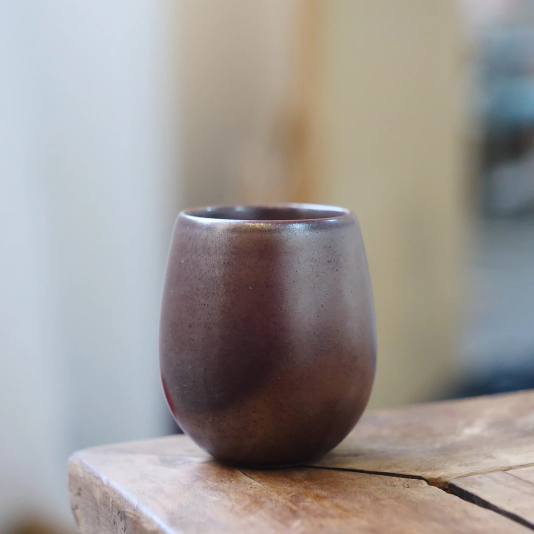 四海新品【典雅古铜龙蛋杯】陶瓷古典复古茶道器具茶杯