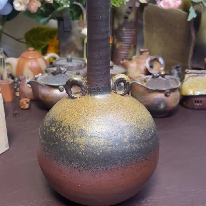 松井与之花器备前烧作品