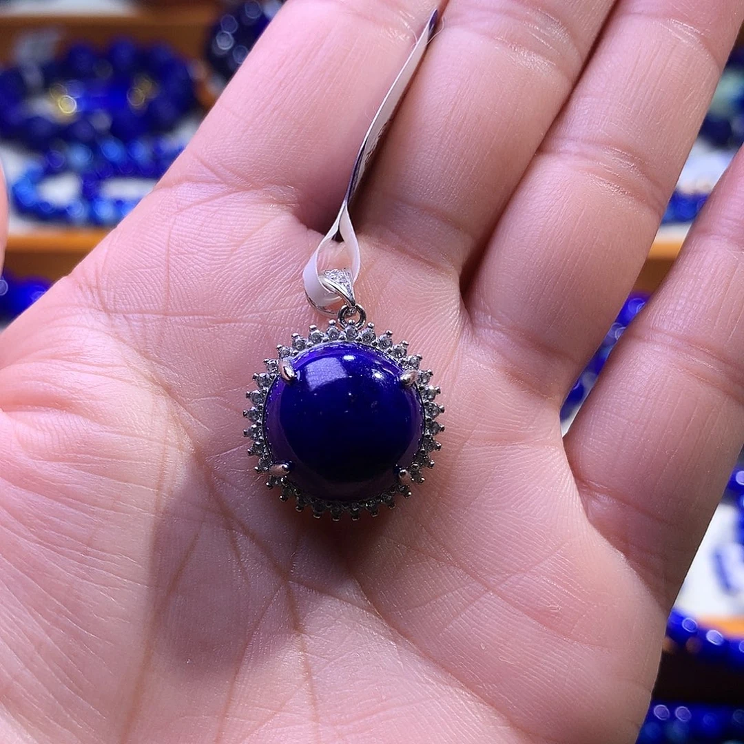 青金石银S925镶嵌吊坠(不含链)14.8m