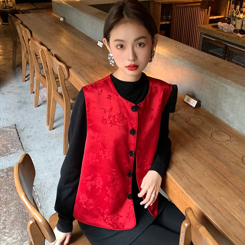 【平安喜乐】RARE ME新中式过年国风两面穿提花缎面丝绒马甲