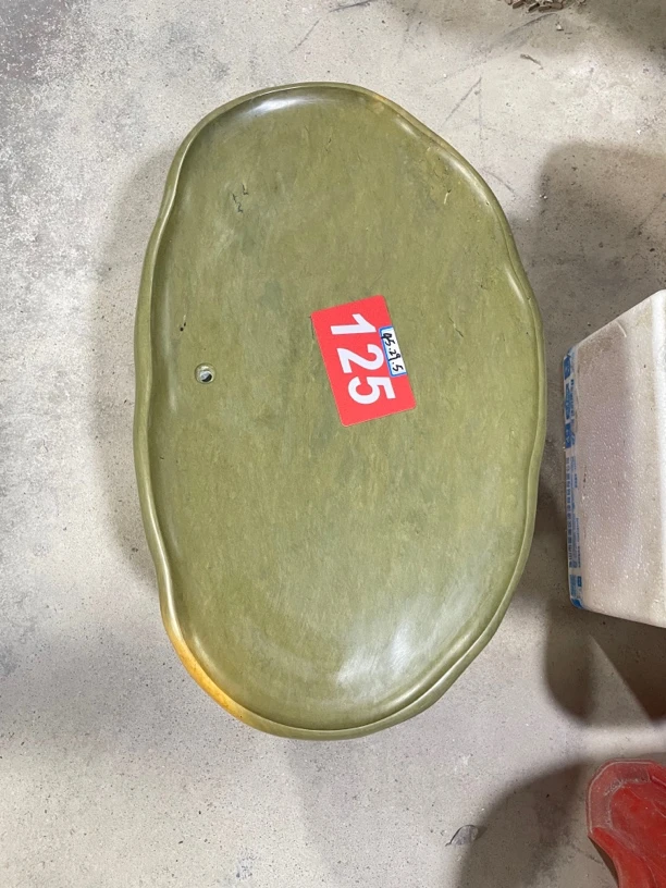 天然端砚石材家用简约绿色中式单层湿泡功夫茶盘