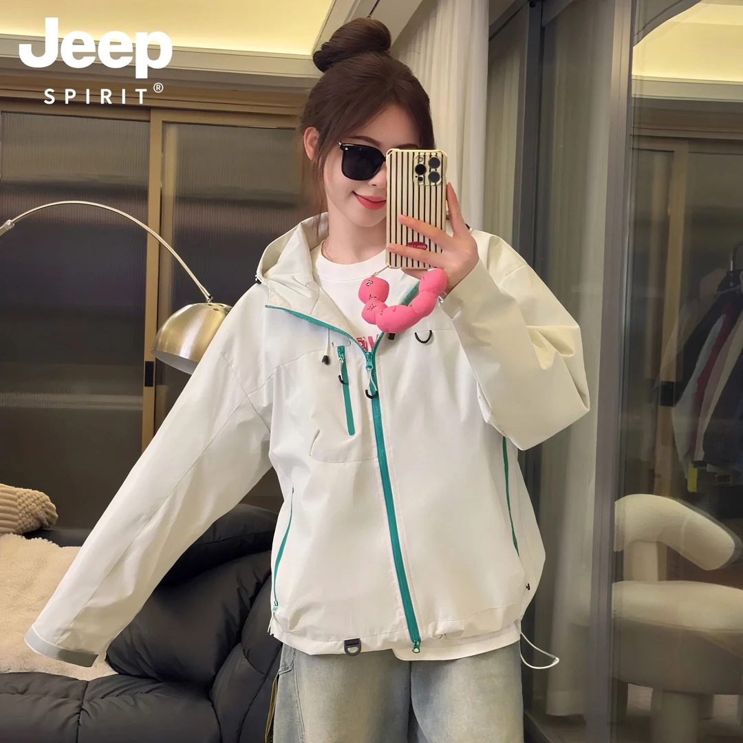JEEPSPIRIT吉普硬壳冲锋衣2025春秋季男女款运动防风防水登山外套