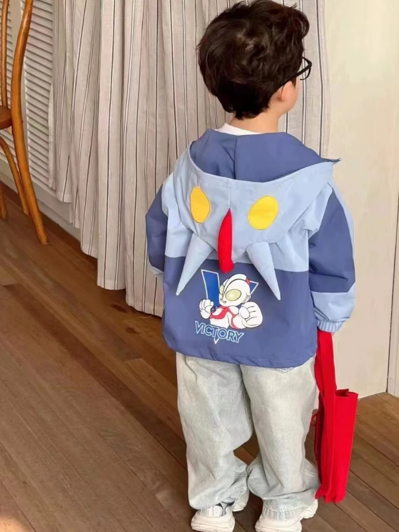 咸蛋超人新款2025奥特外套连帽春秋男童宝宝连帽外套