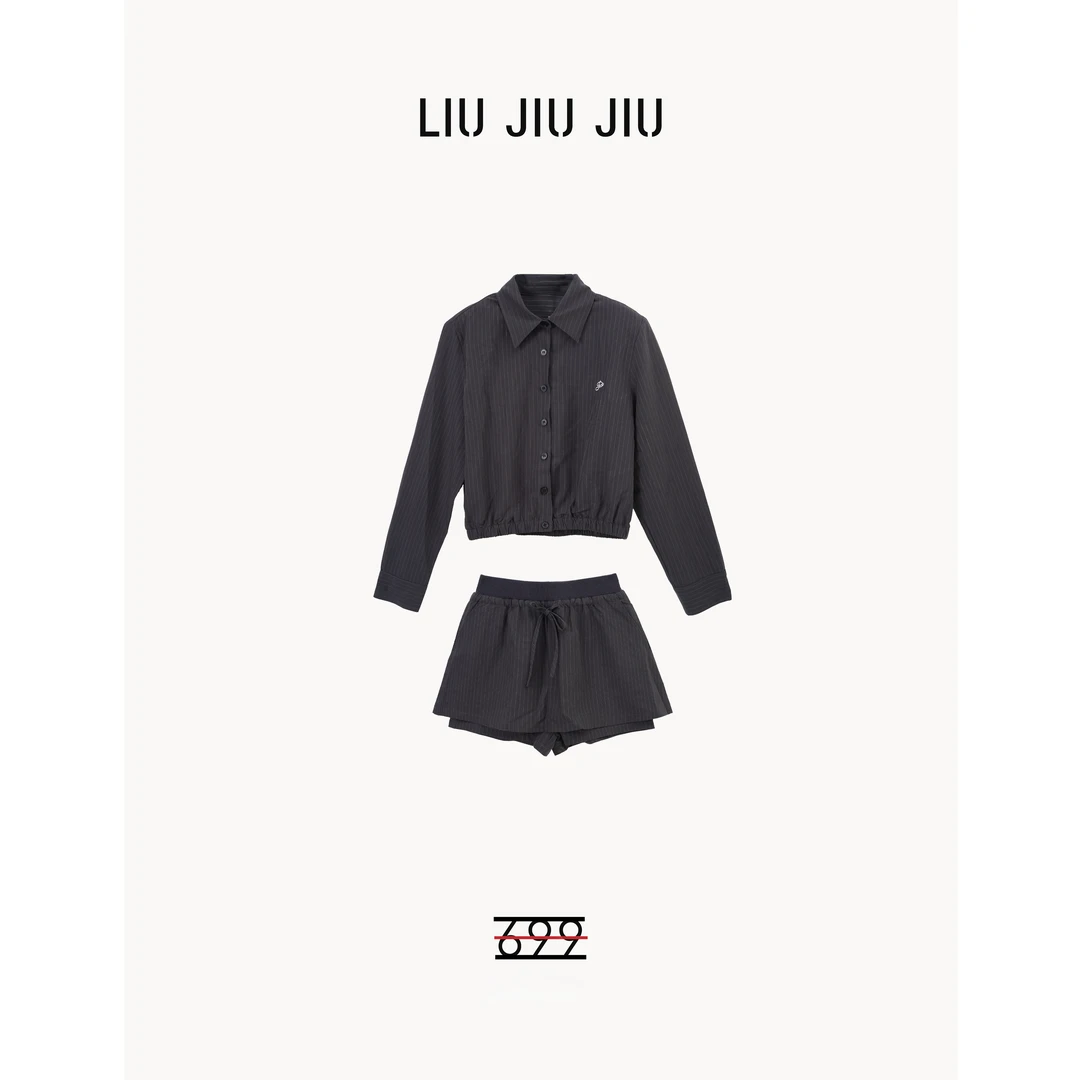 LIUJIUJIU 韩版时尚条纹衬衫半裙套装百搭显瘦上衣半身裙TZ3550L