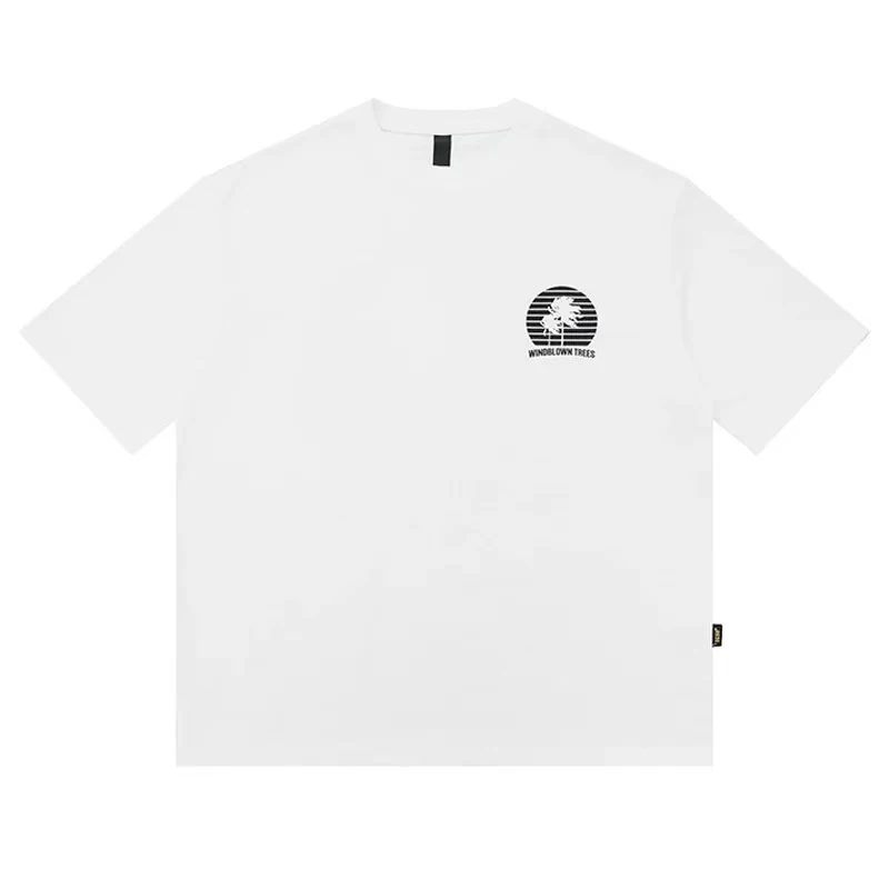 印花椰树夏季时尚宽松休闲T恤简约纯色流行百搭男潮牌短袖-1132