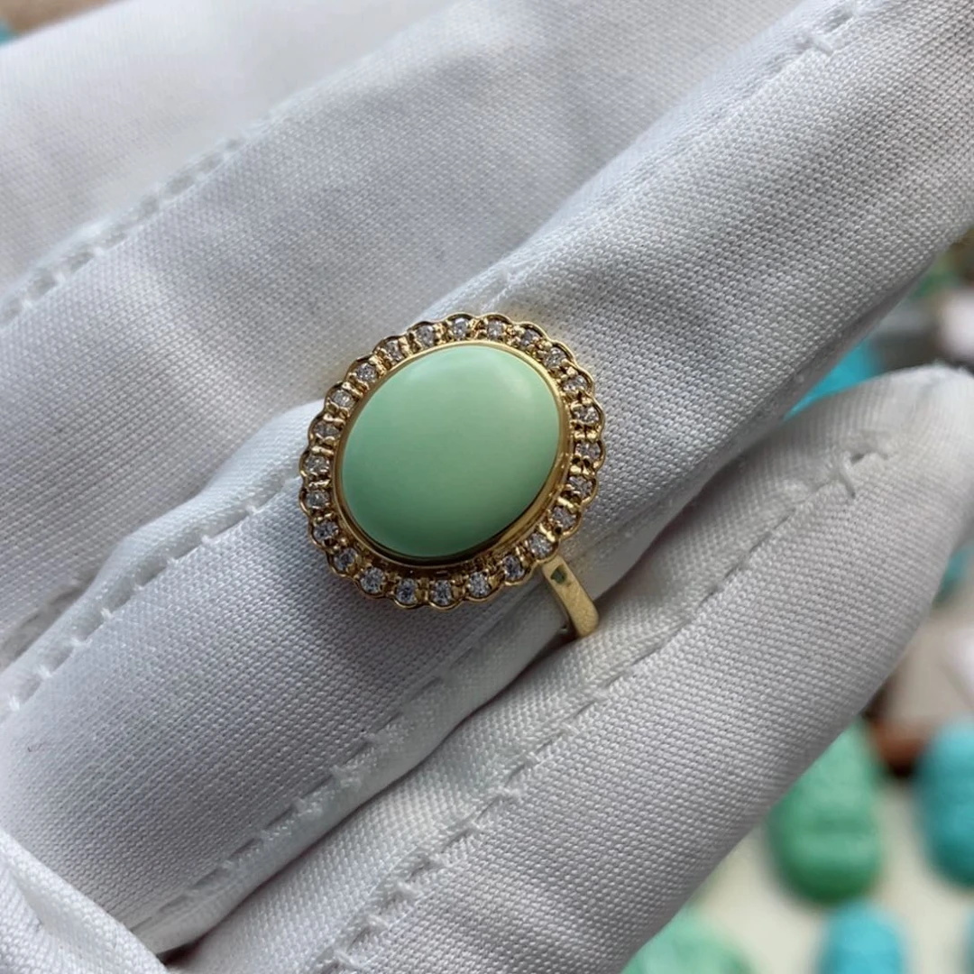 绿松石珠宝奇石18K金镶嵌