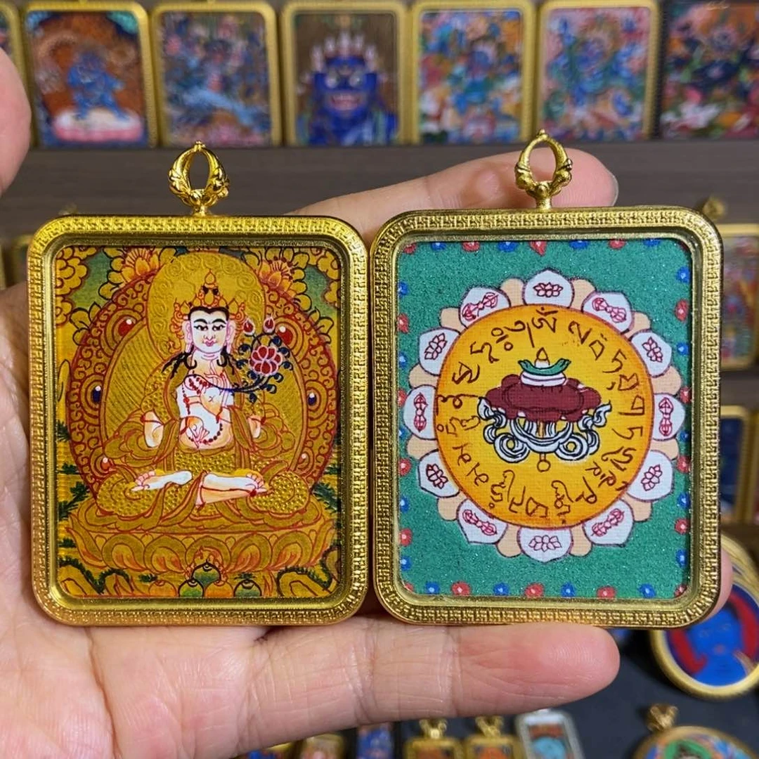 吊坠紫*纯手绘唐卡大势至➕大白伞