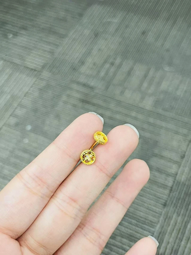 足金999 炫彩圈圈弯钩