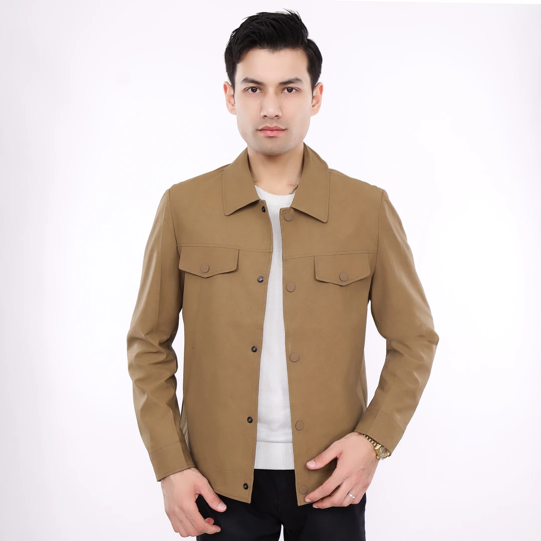 16923男翻领秋季本布下摆时尚中老年薄款男装外套时尚长袖夹克