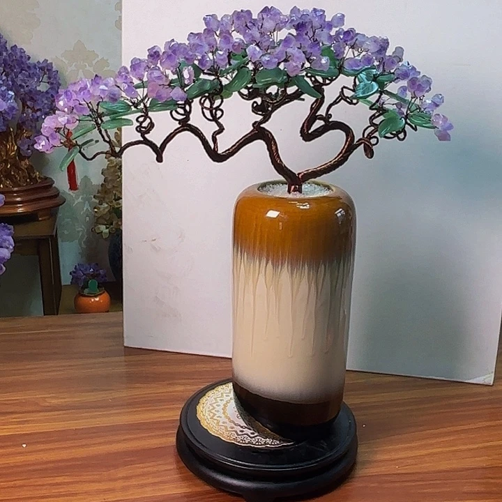 陶瓷天然紫水晶招财树