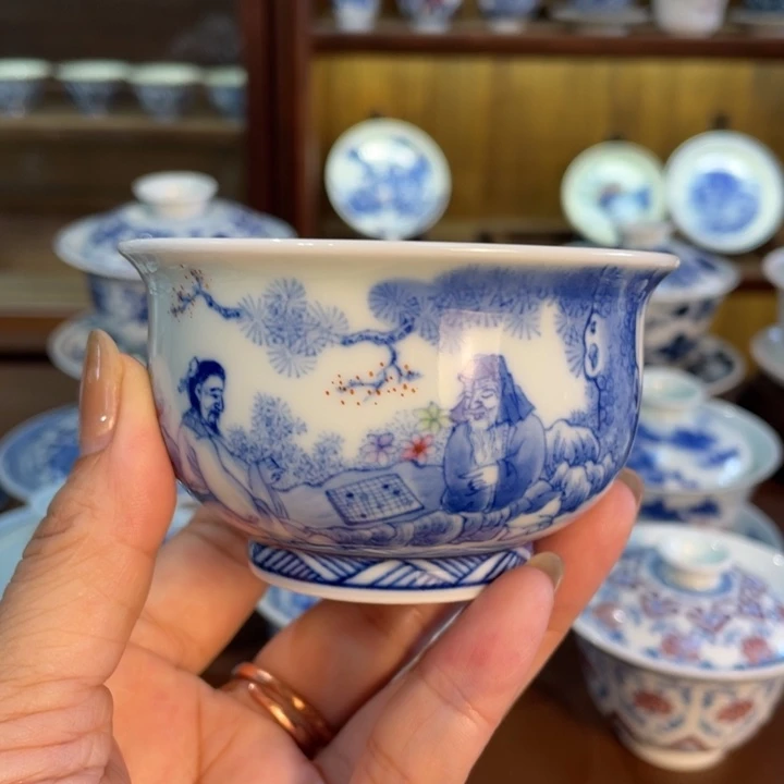 手工手绘对弈图炉式杯