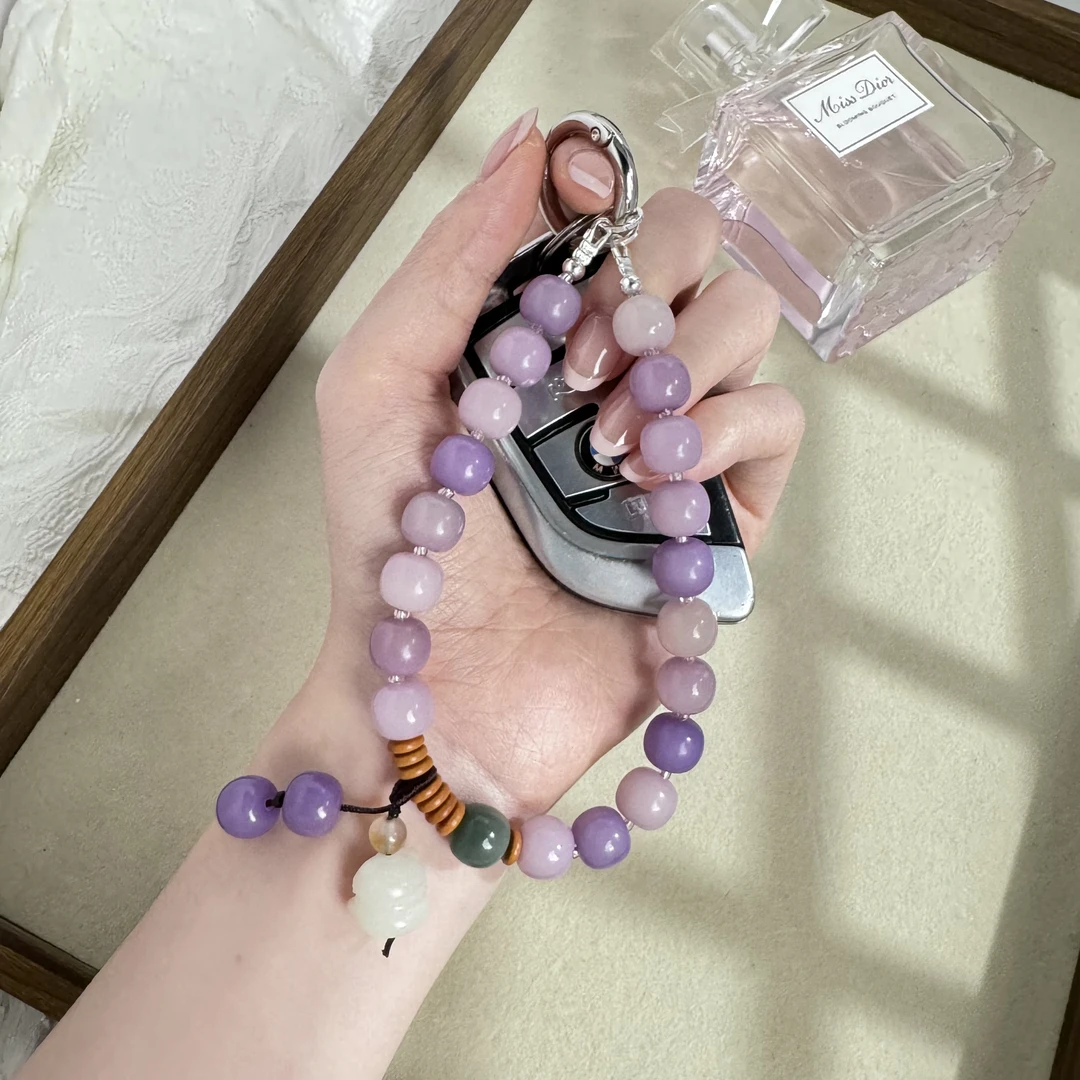 【紫葡提】菩提籽香芋紫可爱女款手机链短款创意防丢
