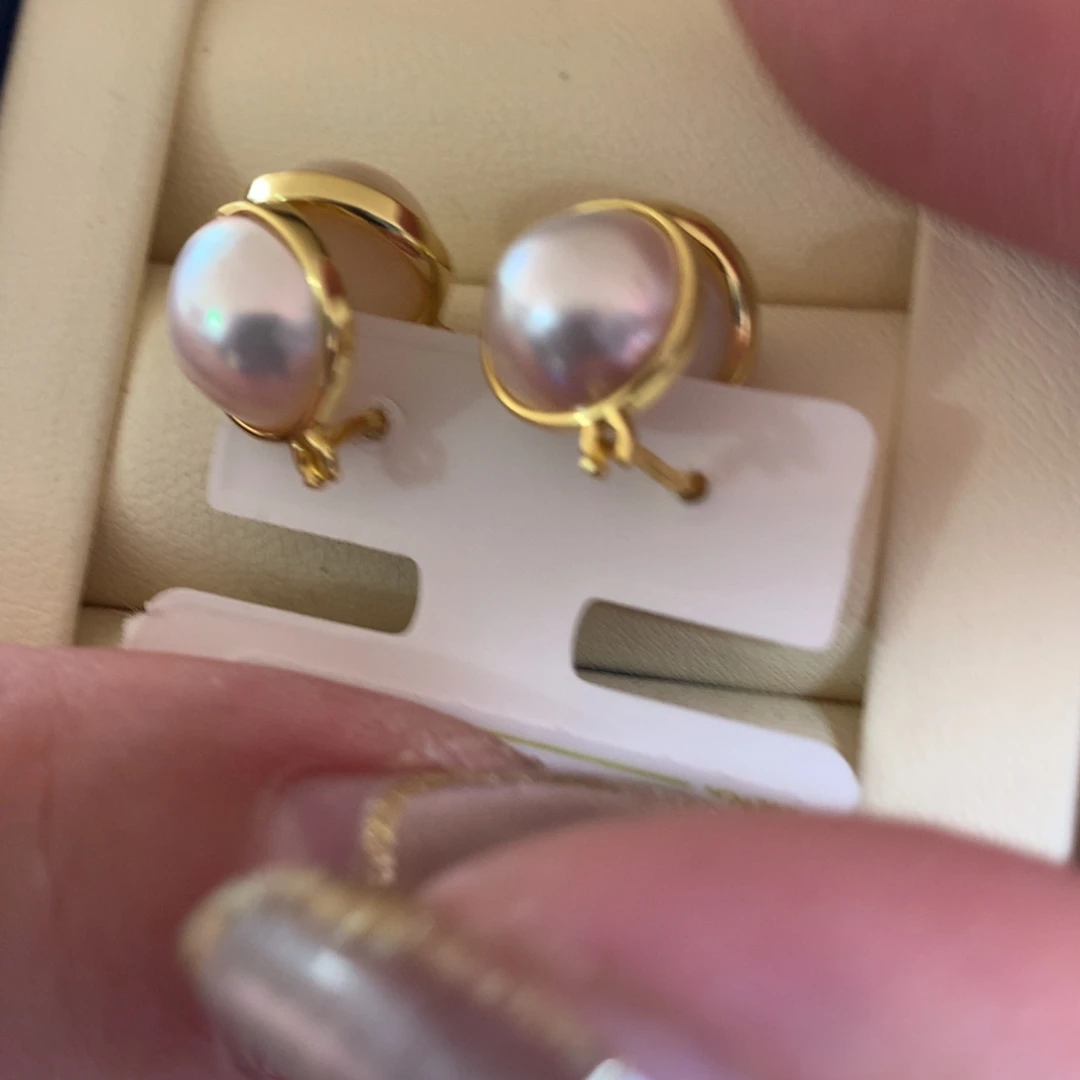 耳饰银S925镶嵌拼合珍珠（马贝珠）
