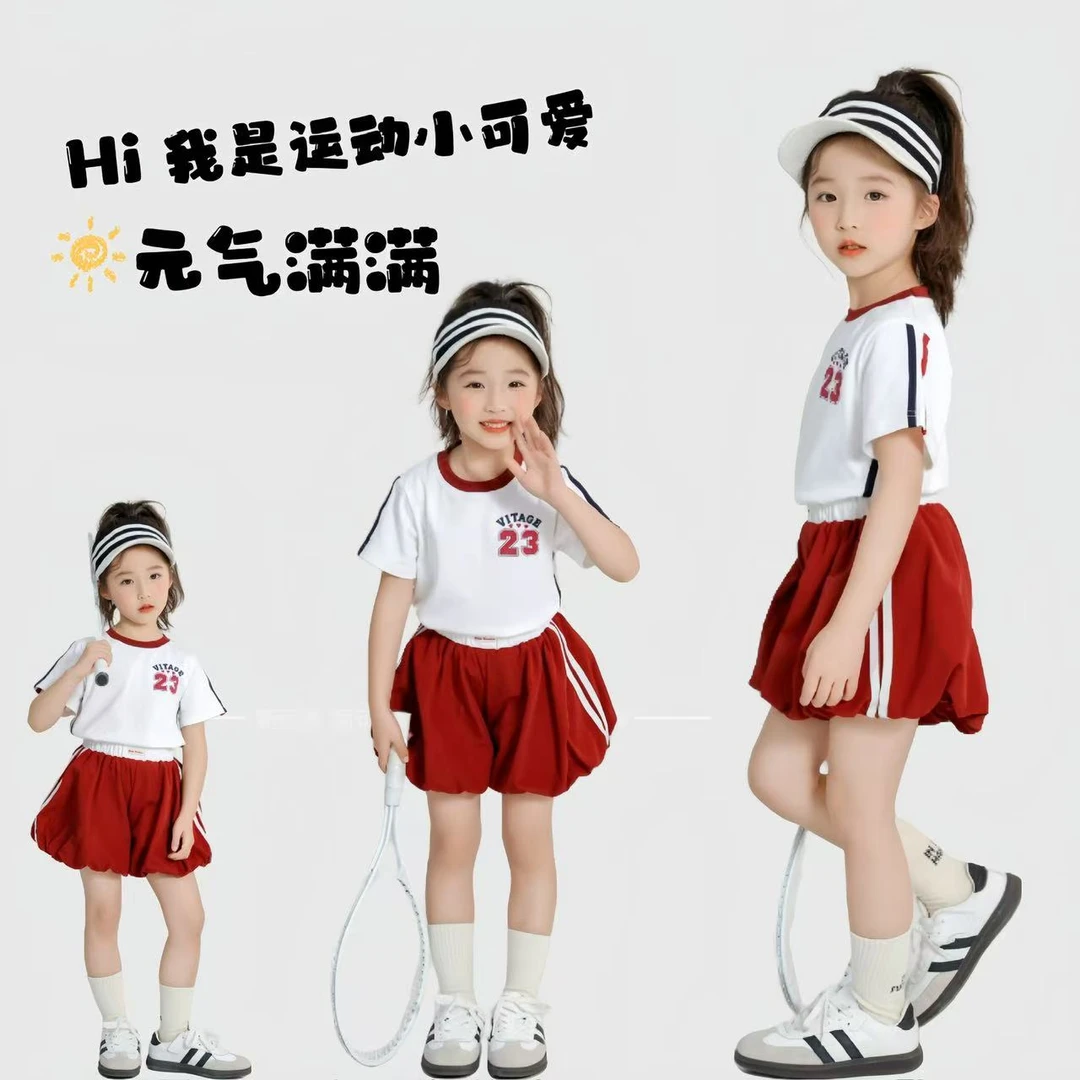 韩版女童短袖套装2025夏季新款小众时尚小女孩洋气花苞裤两件套装