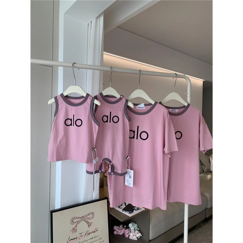 新款装亲子装2025夏装字母拼接短袖T儿童婴童爬服连体衣夏季8950