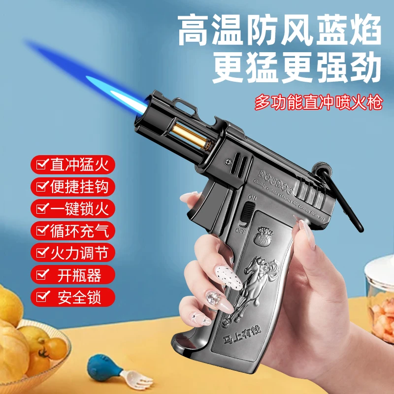 创意金属高温防风充气式直冲焊枪大火力家用烧烤实用便携式点火器