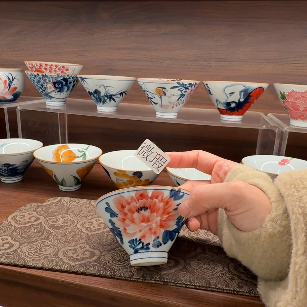 釉下手绘茶具微瑕