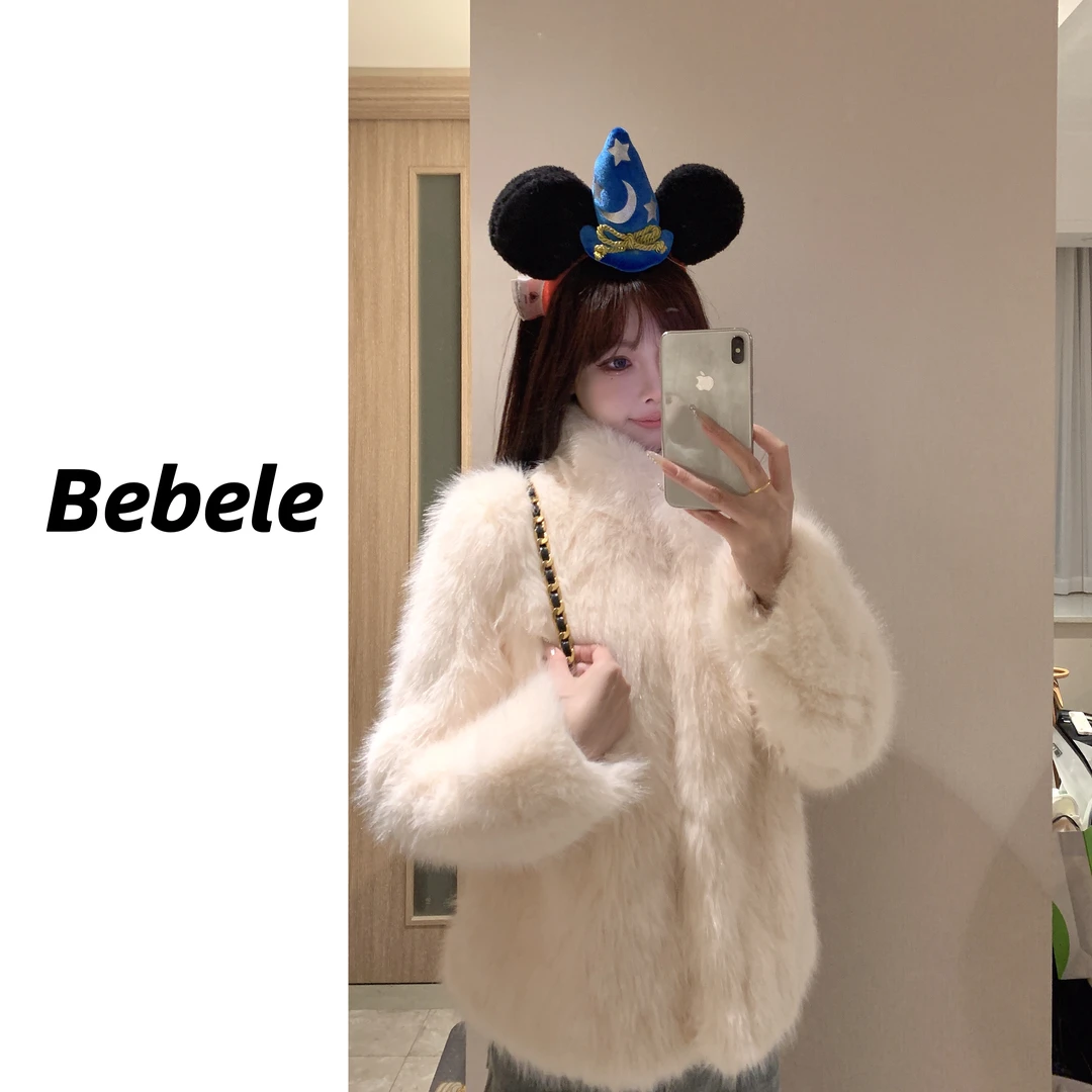 Bebele【立领版小妲己】云朵手感 超蓬松原创纯色软糯绒毛毛外套