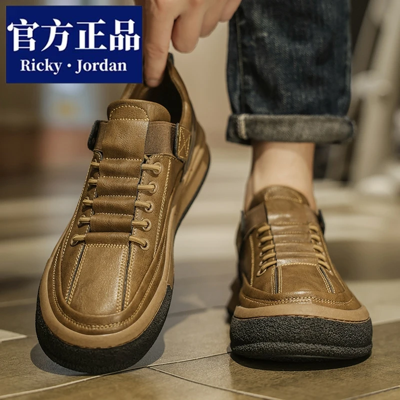 里奇·乔丹鞋子男潮鞋2025新款秋冬百搭英伦风轻便工作休闲皮鞋男