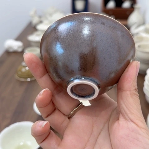 阿*%微瑕双釉定瓷杯