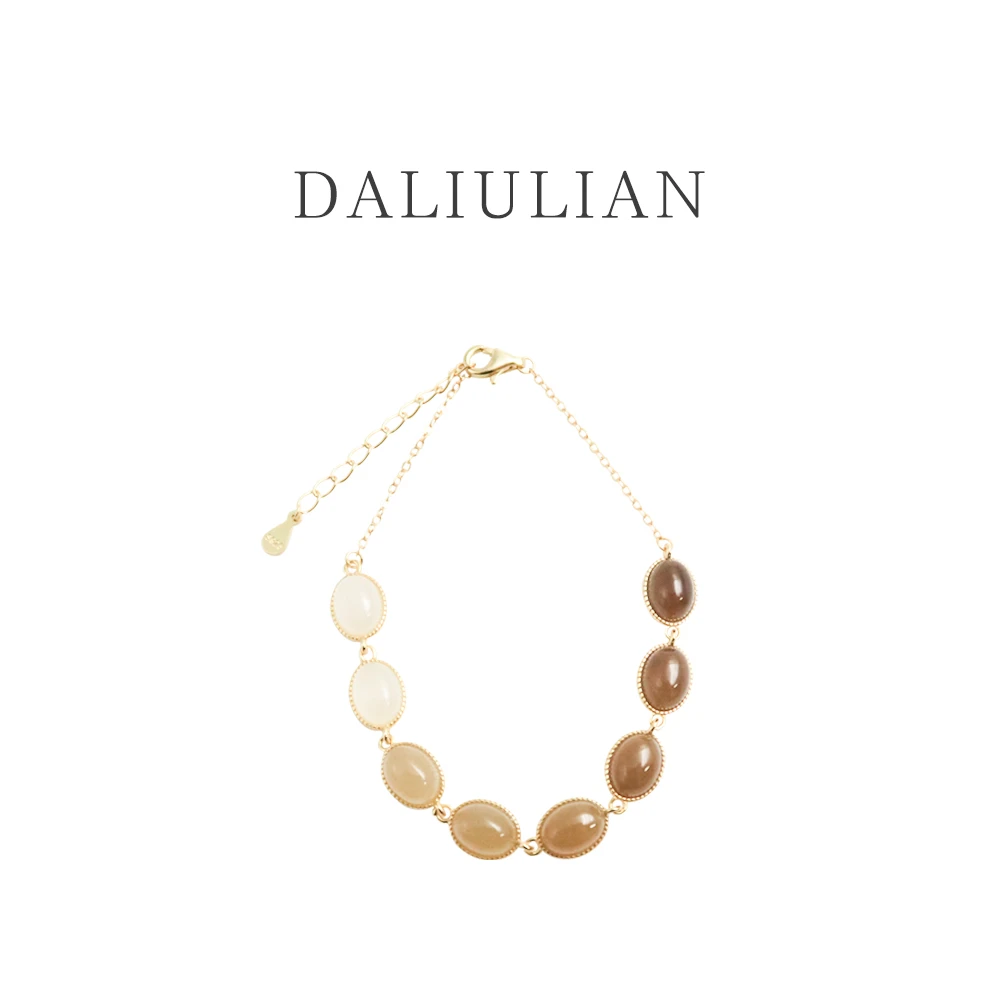 DALIULIANs925银镶手链和田玉糖玉渐变手链